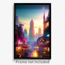 Pixel Art Poster - Familiar Exotic City (8 Bit Psychedelic Video Game Print)