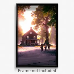 Pixel Art Poster - Unrealistic Homestead (8 Bit Psychedelic Video Game Print)