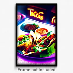 Pixel Art Poster - Exotic Tacos (8 Bit Psychedelic Trippy Video Game Print)