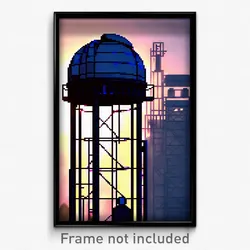 Pixel Art Poster - Wire Frame Observatory (8 Bit Psychedelic Video Game Print)