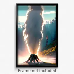 Pixel Art Poster - Deadly Geyser (8 Bit Psychedelic Trippy Video Game Print)