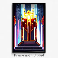 Pixel Art Poster - Stunning Throne Room (8 Bit Psychedelic Video Game Print)