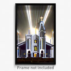 Pixel Art Poster - Metallic Church (8 Bit Psychedelic Trippy Video Game Print)