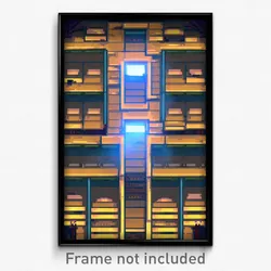 Pixel Art Poster - Rectangular Catacombs (8 Bit Psychedelic Video Game Print)