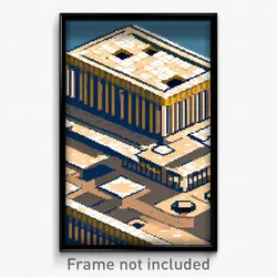 Pixel Art Poster - Square Acropolis (8 Bit Psychedelic Trippy Video Game Print)