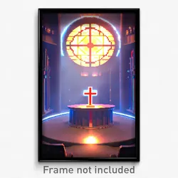 Pixel Art Poster - Round Sanctuary (8 Bit Psychedelic Trippy Video Game Print)