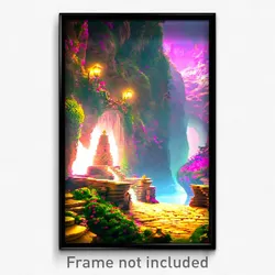 Pixel Art Poster - Vivacious Grotto (8 Bit Psychedelic Trippy Video Game Print)