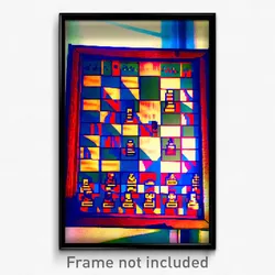 Pixel Art Poster - Musty Chess Board (8 Bit Psychedelic Trippy Video Game Print)