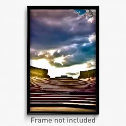 Pixel Art Poster - Cloudy Amphitheatre (8 Bit Psychedelic Video Game Print)