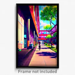 Pixel Art Poster - Vivacious Campus (8 Bit Psychedelic Trippy Video Game Print)