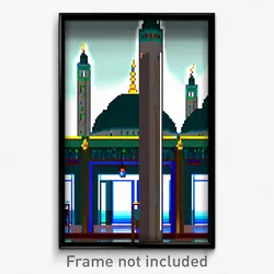 Pixel Art Poster - Lovely Mosque (8 Bit Psychedelic Trippy Video Game Print)