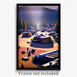 Pixel Art Poster - Large Campsite (8 Bit Psychedelic Trippy Video Game Print)