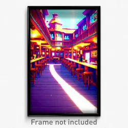 Pixel Art Poster - Bright Tavern (8 Bit Psychedelic Trippy Video Game Print)