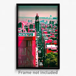 Pixel Art Poster - Rosy Mexico City (8 Bit Psychedelic Trippy Video Game Print)