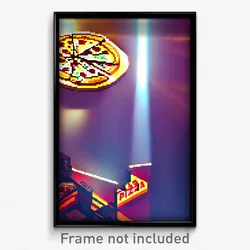 Pixel Art Poster - Drab Pizza (8 Bit Psychedelic Trippy Weird Video Game Print)