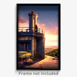 Pixel Art Poster - Rundown Lookout (8 Bit Psychedelic Trippy Video Game Print)
