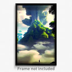 Pixel Art Poster - Gigantic Cloud Forest (8 Bit Psychedelic Video Game Print)