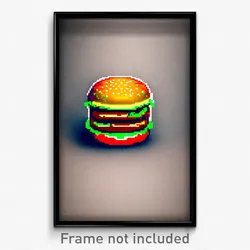 Pixel Art Poster - Unwelcoming Hamburger (8 Bit Psychedelic Video Game Print)