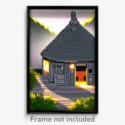 Pixel Art Poster - Gray Hut (8 Bit Psychedelic Trippy Weird Video Game Print)
