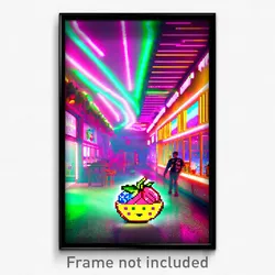 Pixel Art Poster - Fruity Ghetto (8 Bit Psychedelic Trippy Video Game Print)