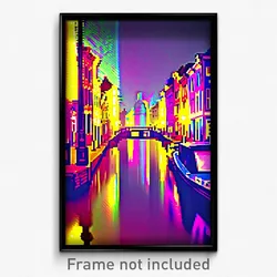 Pixel Art Poster - Glitchy Amsterdam (8 Bit Psychedelic Trippy Video Game Print)