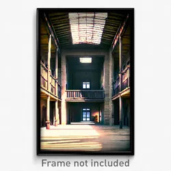 Pixel Art Poster - Old Fashioned Barracks (8 Bit Psychedelic Video Game Print)