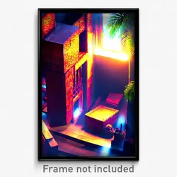 Pixel Art Poster - Exotic Corner (8 Bit Psychedelic Trippy Video Game Print)