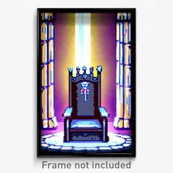 Pixel Art Poster - Secret Throne (8 Bit Psychedelic Trippy Video Game Print)