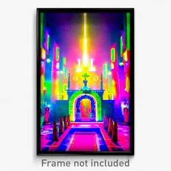 Pixel Art Poster - Colorful Sanctuary (8 Bit Psychedelic Video Game Print)