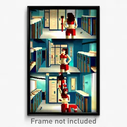 Pixel Art Poster - Vivacious Locker Room (8 Bit Psychedelic Video Game Print)