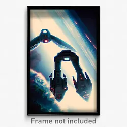 Pixel Art Poster - Brisk Spaceship (8 Bit Psychedelic Trippy Video Game Print)
