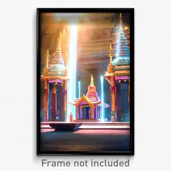 Pixel Art Poster - Extra Small Temple (8 Bit Psychedelic Video Game Print)