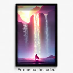 Pixel Art Poster - Distant Cascade (8 Bit Psychedelic Trippy Video Game Print)