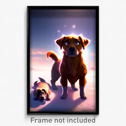 Pixel Art Poster - Frozen Dog (8 Bit Psychedelic Trippy Weird Video Game Print)