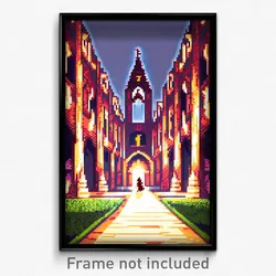Pixel Art Poster - Awesome Abbey (8 Bit Psychedelic Trippy Video Game Print)