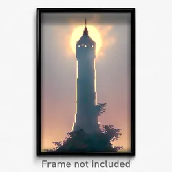 Pixel Art Poster - Smoggy Tower (8 Bit Psychedelic Trippy Video Game Print)