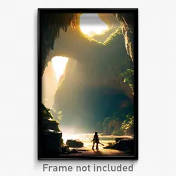 Pixel Art Poster - Hidden Cave (8 Bit Psychedelic Trippy Weird Video Game Print)