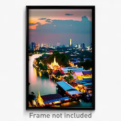 Pixel Art Poster - Calm Thai City (8 Bit Psychedelic Trippy Video Game Print)