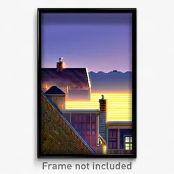 Pixel Art Poster - Distant Dormer (8 Bit Psychedelic Trippy Video Game Print)