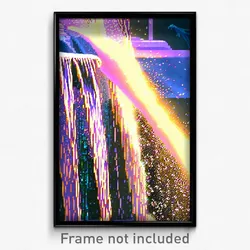 Pixel Art Poster - Sparkling Waterfall (8 Bit Psychedelic Video Game Print)