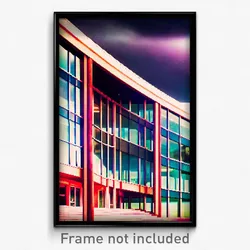 Pixel Art Poster - Glass Campus (8 Bit Psychedelic Trippy Video Game Print)