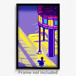 Pixel Art Poster - Violet Plaza (8 Bit Psychedelic Trippy Video Game Print)