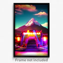 Pixel Art Poster - Mountainous Discotheque (8 Bit Psychedelic Video Game Print)