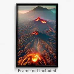Pixel Art Poster - Mountainous Lava Fields (8 Bit Psychedelic Video Game Print)