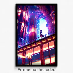 Pixel Art Poster - Wild Anime Architecture (8 Bit Psychedelic Video Game Print)