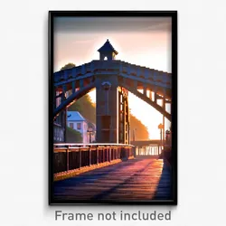Pixel Art Poster - Quaint Bridge (8 Bit Psychedelic Trippy Video Game Print)
