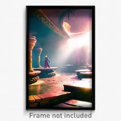 Pixel Art Poster - Made Up Exotic Area (8 Bit Psychedelic Video Game Print)