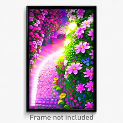 Pixel Art Poster - Flowery Repository (8 Bit Psychedelic Video Game Print)