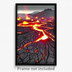 Pixel Art Poster - Damaged Lava Fields (8 Bit Psychedelic Video Game Print)