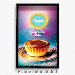 Pixel Art Poster - Sparkling Pastel De Nata (8 Bit Psychedelic Video Game Print)